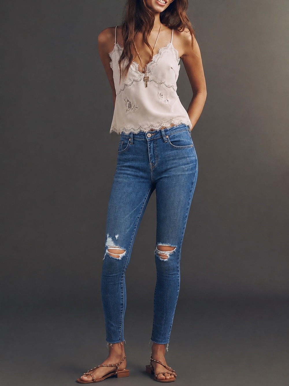 Pistola Distressed Midrise Skinny Jeans Size 25